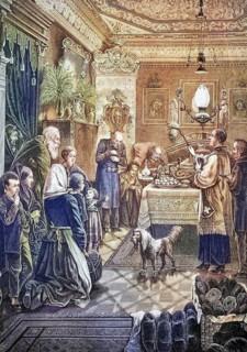 Consecration of Easter food in the house of a wealthy Pole