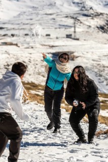 Latin family at ski resort