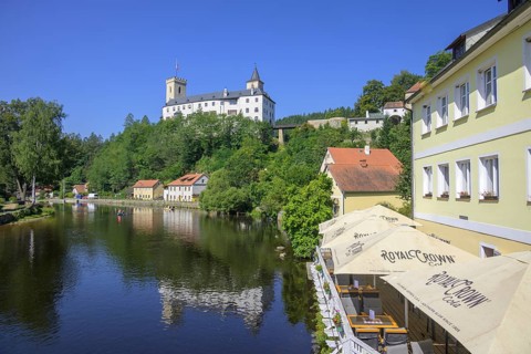 View across the Vltava to the castle