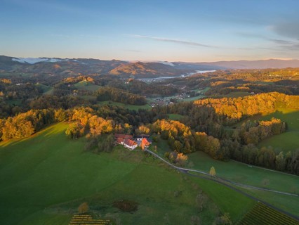 Aerial view landscape in the morning light