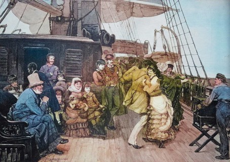 Ball on board a sailing ship