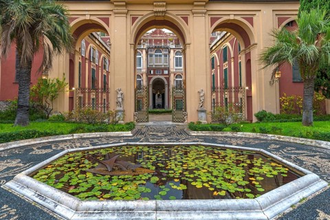 Pond in the garden of the Palazzo Reale
