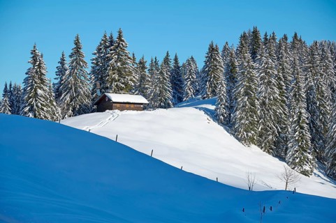 Hausham mountain rescue hut in winter