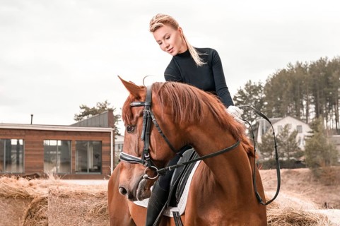 Beautiful woman rides a horse. Equestrian sport concept.