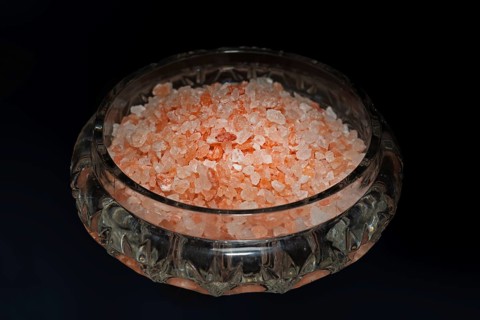 Coarse unrefined natural pink table salt from the Punjab region