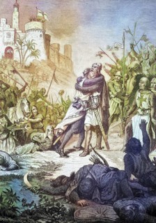 Meeting of Barbarossa with his son Frederick after the Battle of Iconium
