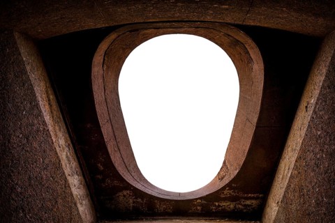 Image of an oval window in the fortress of Fort Constantine