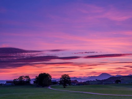 Dawn on the edge of the Alps