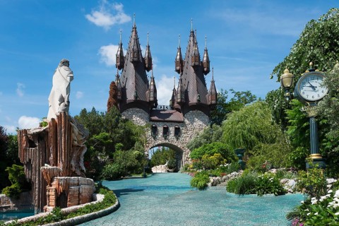 A fairytale castle with pointed towers