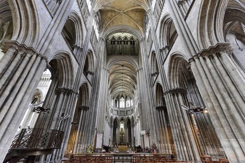 Nave of the Gothic Cathedral of Rouen