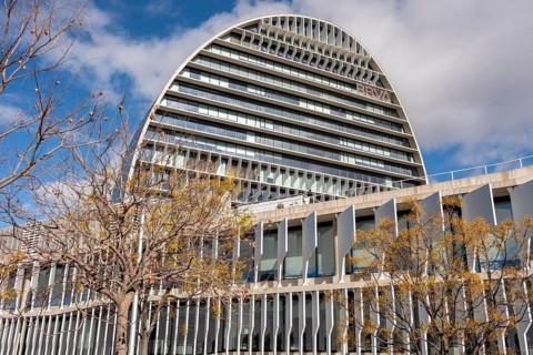 The BBVA headquarters in Madrid in Spain