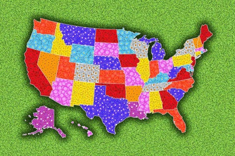 Map and outline of the USA and its states
