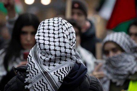 Hundreds of people take part in a pro-Palestine demonstration in Frankfurt am Main on 23 December 2023. The demonstration is accompanied by a massive police presence. Since a terrorist attack by Hamas...