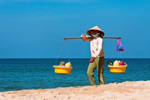 Beach vendor with fruits