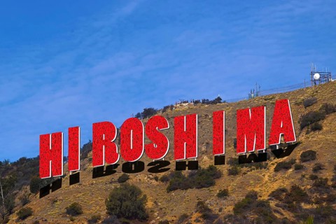Lettering Hiroshima designed with red roses