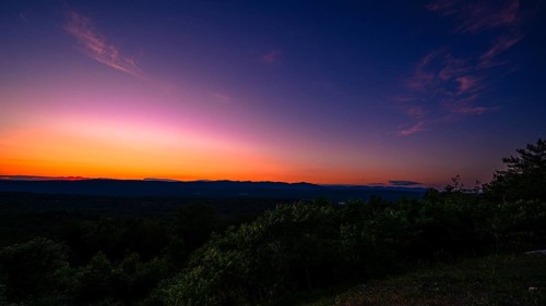 Sun sets behind the Catskills Mountains