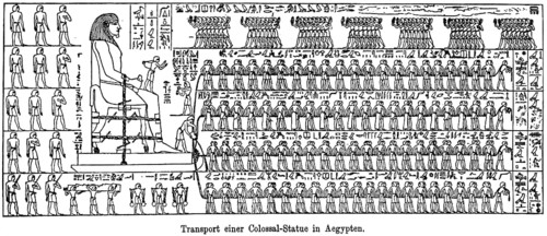Transport of a colossal statue in Egypt