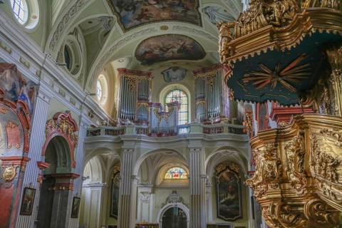 Organ loft and pulpit