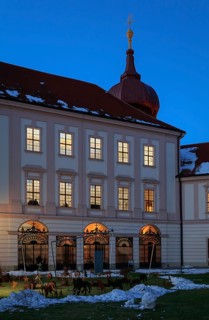 Building with the imperial staircase in the evening in winter