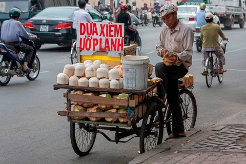 Coconut vendor on the roadside