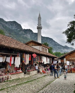 Bazaar and minaret in Kruja