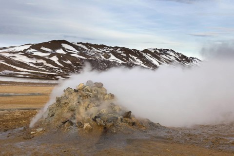 Steaming fumarole at Hverir