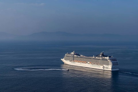 Harbour exit of the MSC Musica