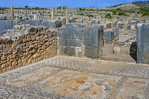 Roman mosaic showing abduction of Hylas in the House of Venus at Volubilis