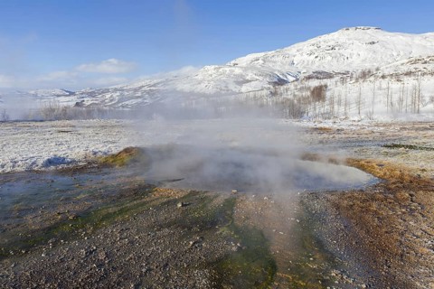 Geothermal area of Geysir in the Haukadalur valley