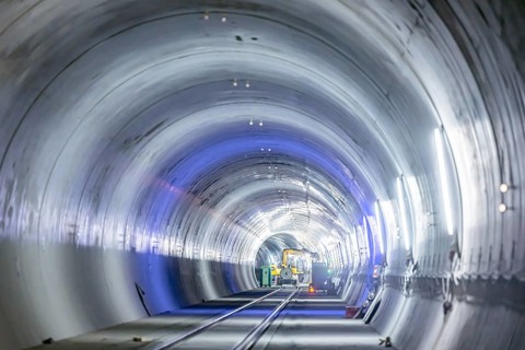 Construction site in the tunnel at the new through station in Stuttgart. A total of 56 kilometres of tunnels have been dug for Deutsche Bahn AG's Stuttgart 21 project and tunnelling has been completed...
