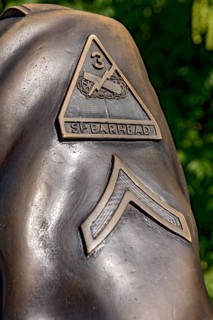 Military insignia on uniform of the 3rd US Armoured Division Spearhead