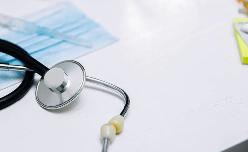 Doctor's desk close-up: phonendoscope
