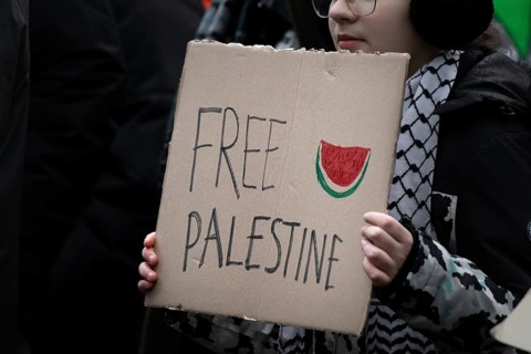 Hundreds of people take part in a pro-Palestine demonstration in Frankfurt am Main on 23 December 2023. The demonstration is accompanied by a massive police presence. Since a terrorist attack by Hamas...