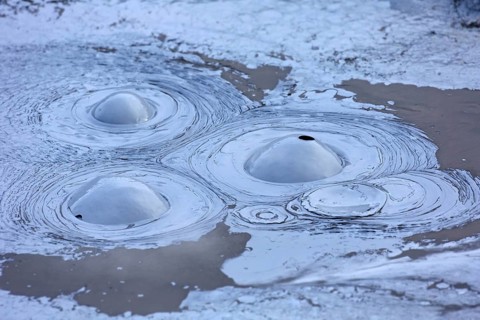 Bubbling mud in mudpool