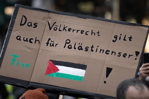 Hundreds of people take part in a pro-Palestine demonstration in Frankfurt am Main on 23 December 2023. The demonstration is accompanied by a massive police presence. Since a terrorist attack by Hamas...