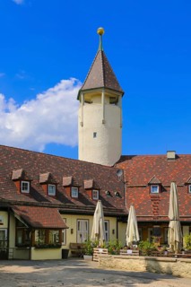 Teck Castle with hiking home of the Swabian Alb Association
