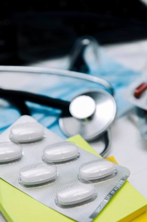 Doctor's desk close-up: phonendoscope
