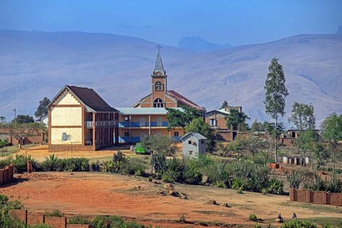 Rural village and church on the outskirts of Ambalavao