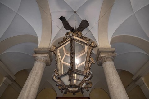 Old lantern in the courtyard of Palazzo Doria Gio Battista Spinola