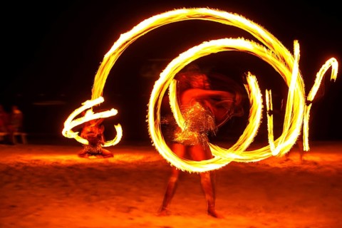 Fire show at Sandals Dunn's River Hotel