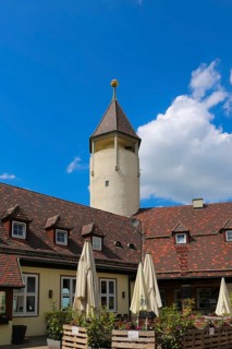 Teck Castle with hiking home of the Swabian Alb Association