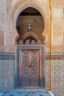 Sculptured wooden door of the Madrasa Bou Inania