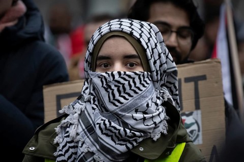 Hundreds of people take part in a pro-Palestine demonstration in Frankfurt am Main on 23 December 2023. The demonstration is accompanied by a massive police presence. Since a terrorist attack by Hamas...