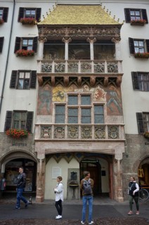 Tourists in front of the Golden Roof in the historic centre of Innsbruck