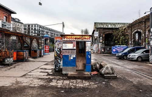 Photo booth on the RAW site. The RAW site is the former Reichsbahn repair works in the Friedrichshain district. Today