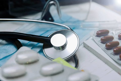 Doctor's desk close-up: phonendoscope
