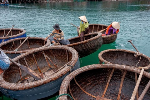 Basket boats in the sea