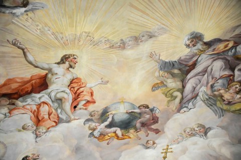 Detail of the dome fresco by Johann Michael Rottmayr