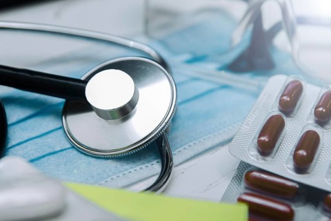 Doctor's desk close-up: phonendoscope