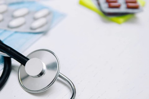 Doctor's desk close-up: phonendoscope